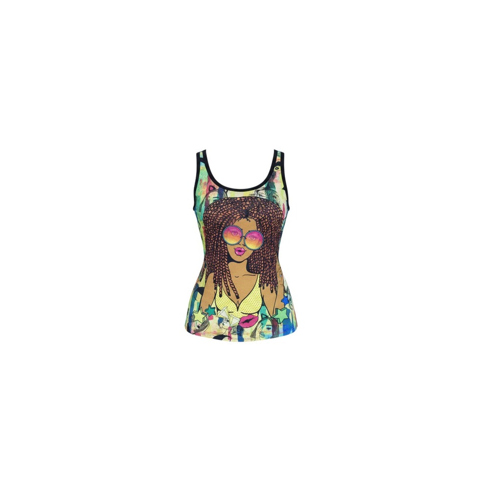 23 Love Street Tank Top Womens Medium Multi Pop Art Graphic Scoop Neck